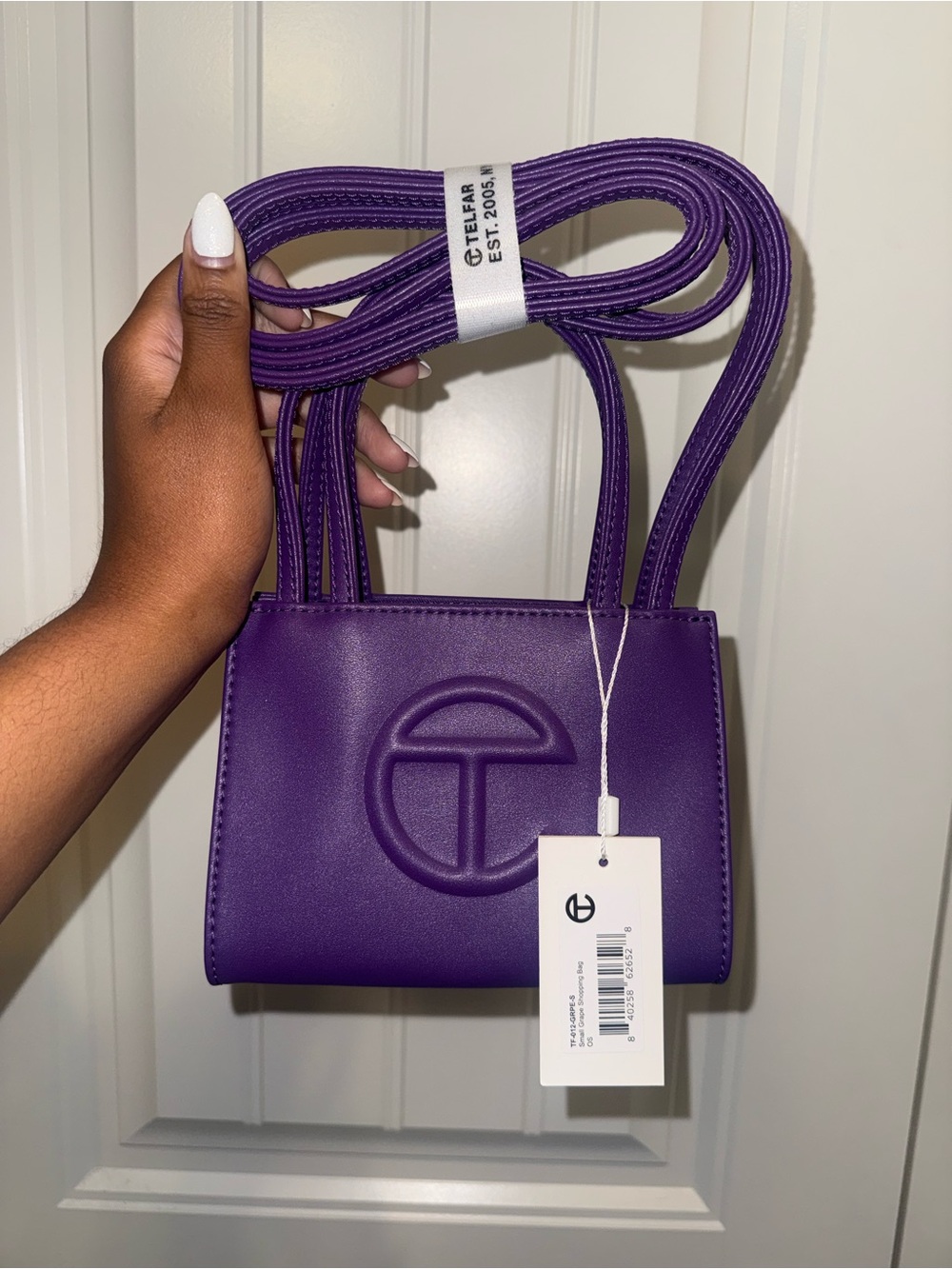 Telfar Purple Mini Shopping Bag - Embossed Logo